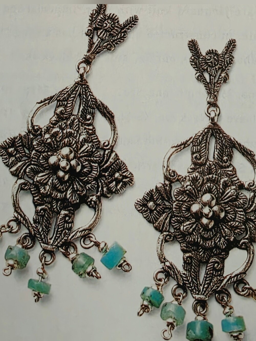 Peruvian Connection colonial silver filigree earrings .925 purple beads $375